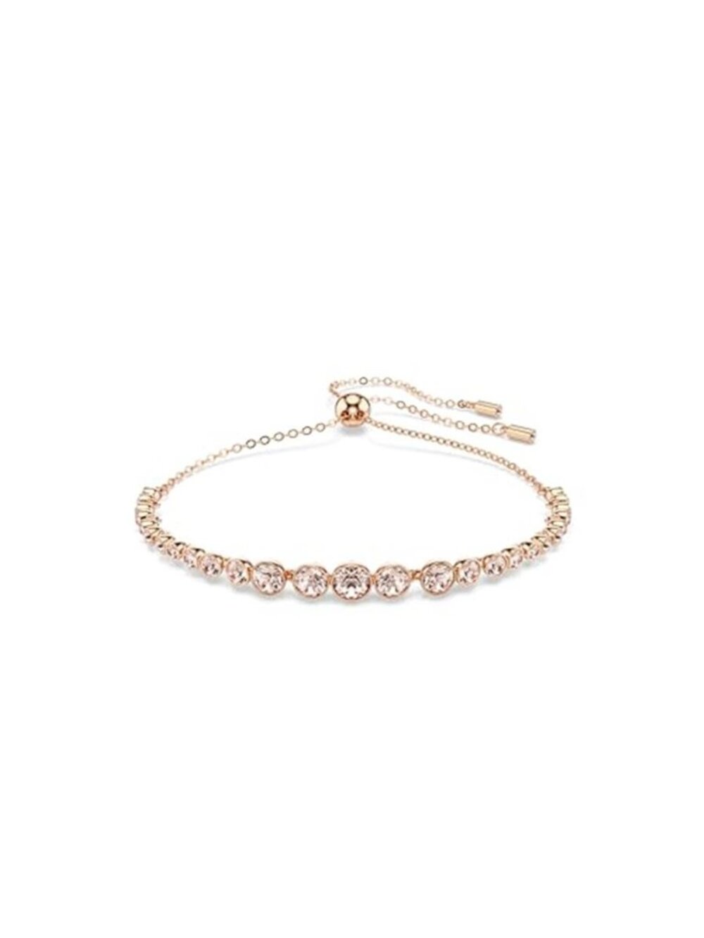 Tennis Bracelet Pink Crystal Rose Gold Tone Stackable Gift